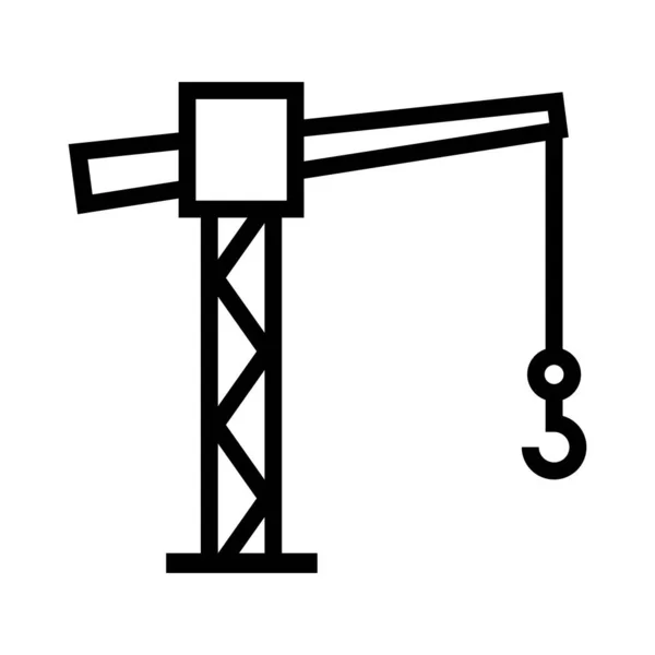 Tower Crane Icon Construction Site Temporary Lifting Equipment Editable Vector — Stock Vector