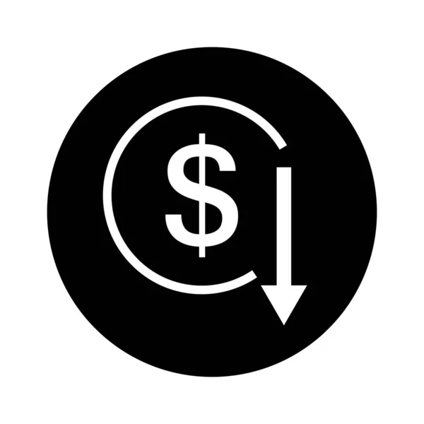 Icône Ronde Diminution Dollar Vecteur Modifiable — Image vectorielle
