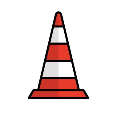 Yol konisi simgesi. İnşaat konisi. Düzenlenebilir vektör.