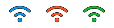 Wi-Fi işareti kuruldu. Ağ Simgesi Ayarlandı. Kablosuz radyo. Düzenlenebilir vektör.