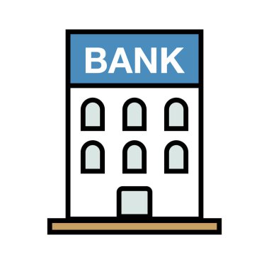 Modern banka binası ikonu. Finansal ikon. Düzenlenebilir vektör.