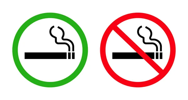 Rauchen Erlaubt Und Rauchen Verboten Schildersymbole Gesetzt Tabaksymbole Gesetzt Editierbarer — Stockvektor