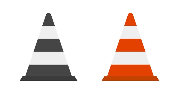 平面设计交通锥形图标集 道路圆锥 建筑工地的道路控制工具 可编辑矢量 — 图库矢量图片
