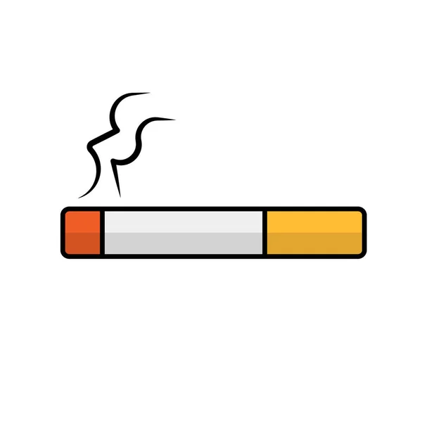 Επίπεδη Εικόνα Τσιγάρου Και Καπνού Καπνίζω Επεξεργάσιμο Διάνυσμα — Διανυσματικό Αρχείο