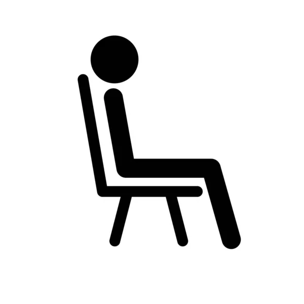 Ícone Silhueta Pessoa Sentado Uma Cadeira Vetor Editável —  Vetores de Stock