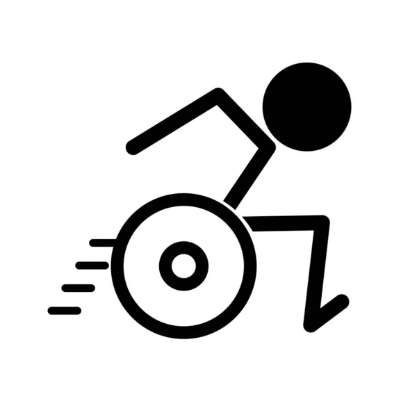 Знак Гонки Колясках Человек Гребёт Инвалидной Коляске Быстро Редактируемый Вектор — стоковый вектор