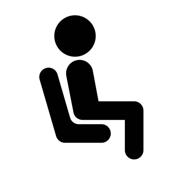 Ícone Silhueta Homem Sentado Uma Cadeira Assento Vetor Editável — Vetor de Stock