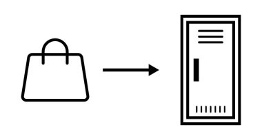 Bir dolapta bagaj saklama ikonu. Düzenlenebilir vektör.