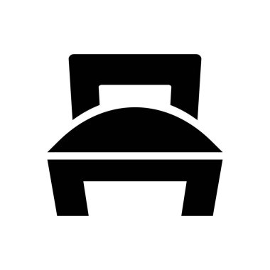 Tek yataklı siluet ikonu. Kalacak yer. Otelde. Düzenlenebilir vektör.