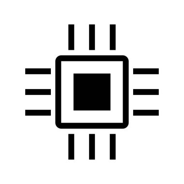 İşlemci Simgesi. Bilgisayar parçası. Düzenlenebilir vektör.