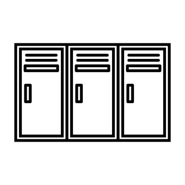 Kilit simgesi. Depo. Soyunma odasında. Düzenlenebilir vektör.