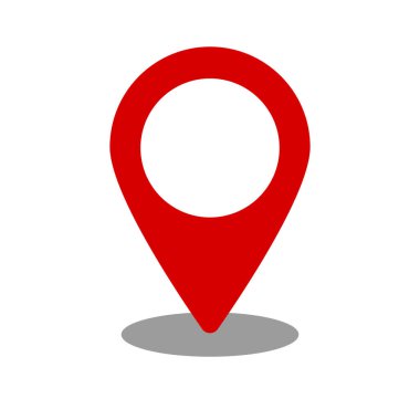 Harita iğnesi ve gölge. Mevcut konum bilgisi. Düzenlenebilir vektör.