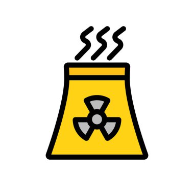 Nükleer santral ikonu. Nükleer reaktör. Düzenlenebilir vektör.