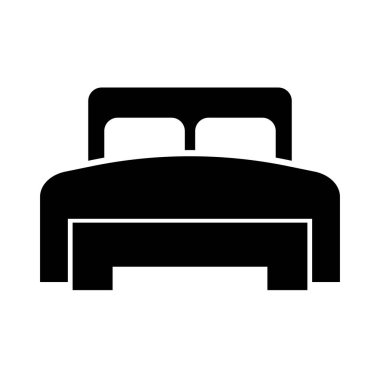 Çift yataklı siluet ikonu. İki kişilik yatak. Düzenlenebilir vektör.