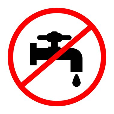 Su kullanım işareti yok. Su musluğu kullanımı yasaklandı. Düzenlenebilir vektör.