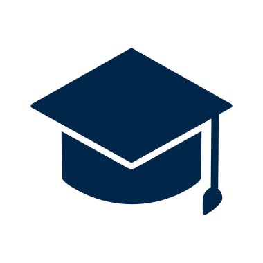 Kare akademik siluet simgesi. Mezuniyet şapkası. Düzenlenebilir vektör.