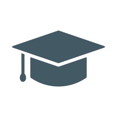 Eğitim silueti simgesi. Mezuniyet. Kare akademik başlık. Düzenlenebilir vektör.