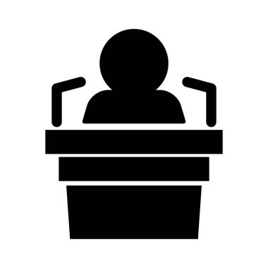 Kampanya konuşması ve siyaset için röportaj ikonu. Düzenlenebilir vektör.