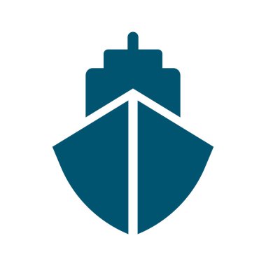 Gemi ve kargo gemisi simgesi. Deniz taşımacılığı silueti simgesi. Düzenlenebilir vektör.