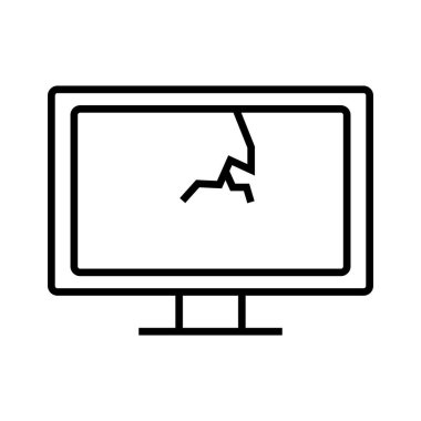 Kırık televizyon ikonu. Hatalı TV. Düzenlenebilir vektör.