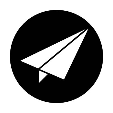 Yuvarlak e- posta ya da mesaj gönderme düğmesi. Kağıt uçak. Düzenlenebilir vektör.