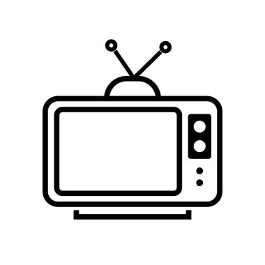 Basit bir televizyon ikonu. Televizyon yayını. Düzenlenebilir vektör.