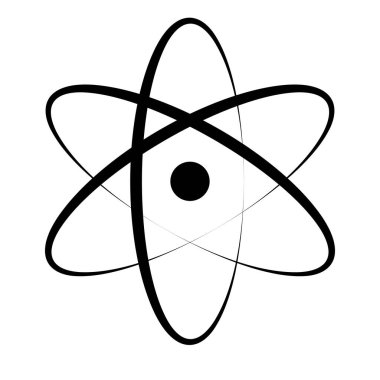 Çekirdeğin siluet simgesi ve dönen elektronlar. Düzenlenebilir vektör.