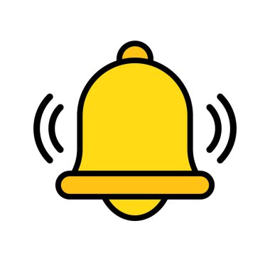 Titreşen çan simgesi. Tebligat ve temas. Jingle ikonu. Düzenlenebilir vektör.