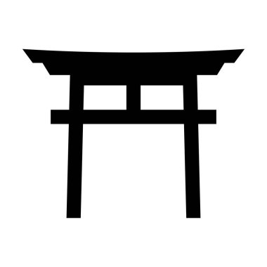 Torii siluet simgesi. Japon tapınağı. Düzenlenebilir vektör.