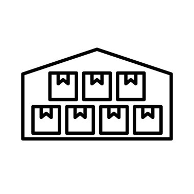 Lojistik depo ikonu ve karton ikon yığınları. Düzenlenebilir vektör.