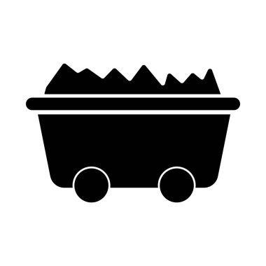 Kömür ve tramvay silueti ikonu. Kömür madeni. Madencilik. Düzenlenebilir vektör.