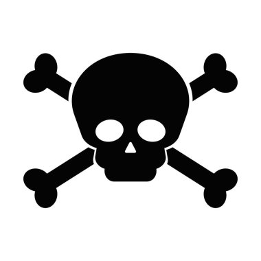 Çapraz kemikler ve kafatası. Korsan ve tehlike ikonu. Düzenlenebilir vektör.