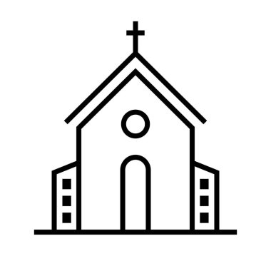 Hıristiyan Katedrali Simgesi. Dini Kurum Simgesi. Düzenlenebilir vektör.