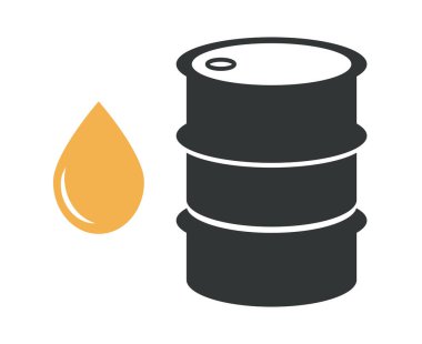 Ham yağ varili ve yağ ikonu. Yağ ve gazyağı. Düzenlenebilir vektör.