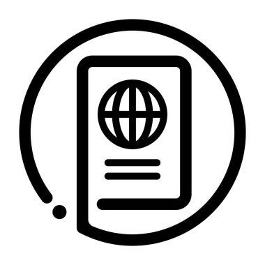 Yuvarlak pasaport ikonu. Uluslararası seyahat kanıtı. Düzenlenebilir vektör.