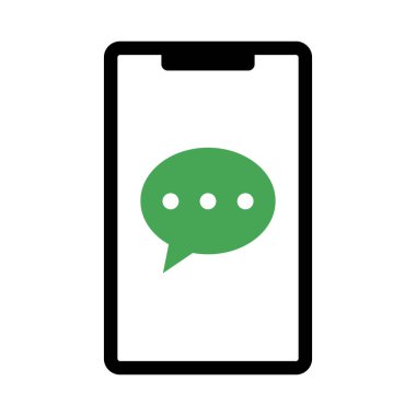 İleti simgesi ve akıllı telefon simgesi. Düzenlenebilir vektör.