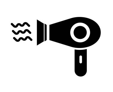 Sıcak hava ve kurutucu siluet simgesi. Saç kurutma makinesi. Düzenlenebilir vektör.