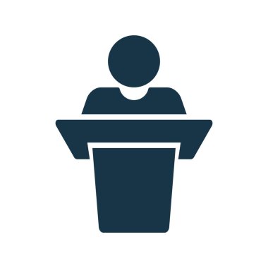 Ders veren kişi. Konuşma silueti simgesi. Düzenlenebilir vektör.