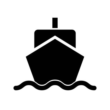 Gemi silueti simgesi. Nakliye. Yolcu gemisi. Düzenlenebilir vektör.