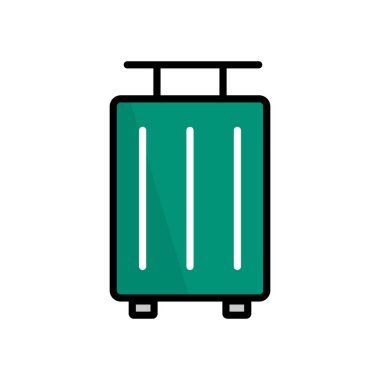 Yeşil bavul. Bagaj çantası. Seyahat bagajı. Düzenlenebilir vektör.