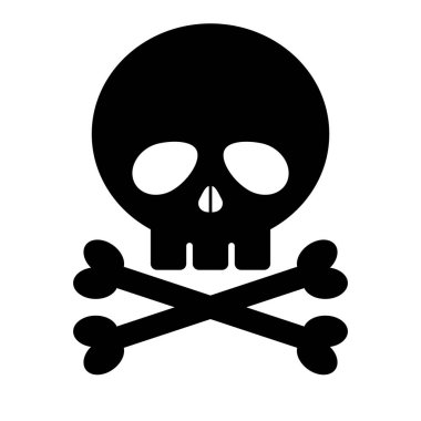 Skull and cross bones silhouette icon. Death skull. Poisonous and hazardous material sign. Editable vector.