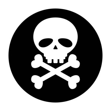 Round skull silhouette icon. Poisonous and dangerous area sign. Editable vector.