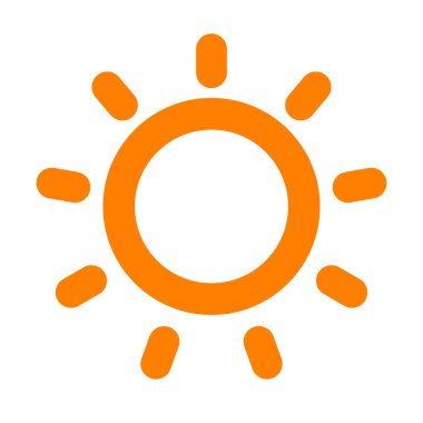 Orange sun icon. Sunny weather icon. Editable vector.
