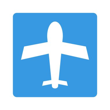 Square airplane icon. Aircraft and jet. Editable vector.