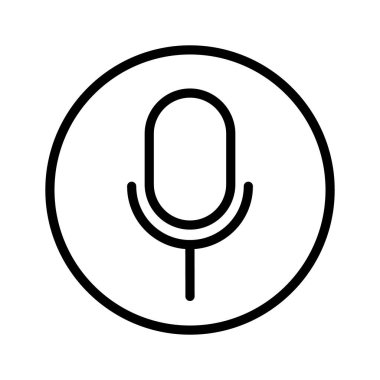 Round recording microphone button. Speaker symbol. Recording button. Editable vector.