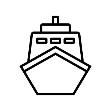Simple ship icon. Sea transport cargo ship. Editable vector.
