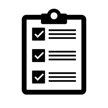Checklist and clipboard silhouette icon. Task and survey. Editable vector.
