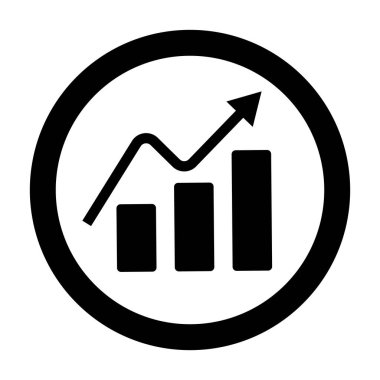 Round bar graph silhouette icon. Business performance. Editable vector.