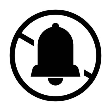 Bell mute silhouette icon. Silence. Editable vector.