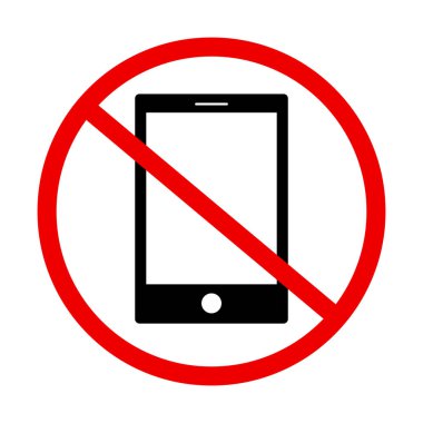 Smartphone use prohibited sign. Smartphone use not allowed icon. Editable vector.